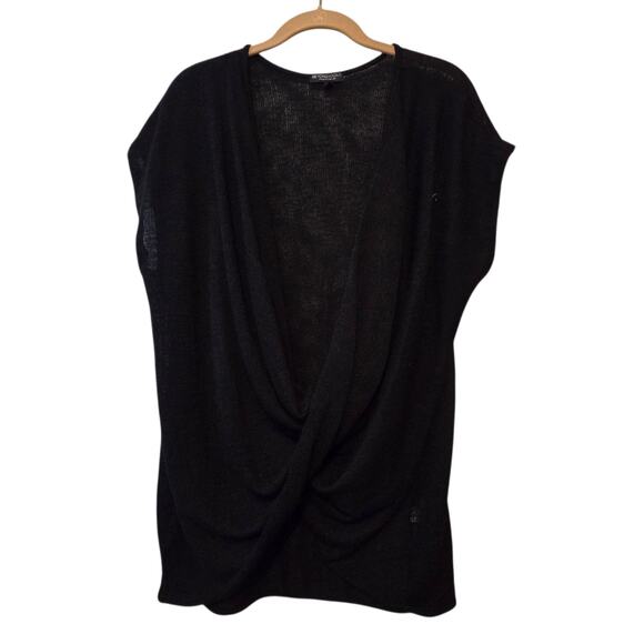 Beyond Yoga Surplice Front Wrap Knit Top Womens LG Black Drapey Stretch Workout - Picture 1 of 8